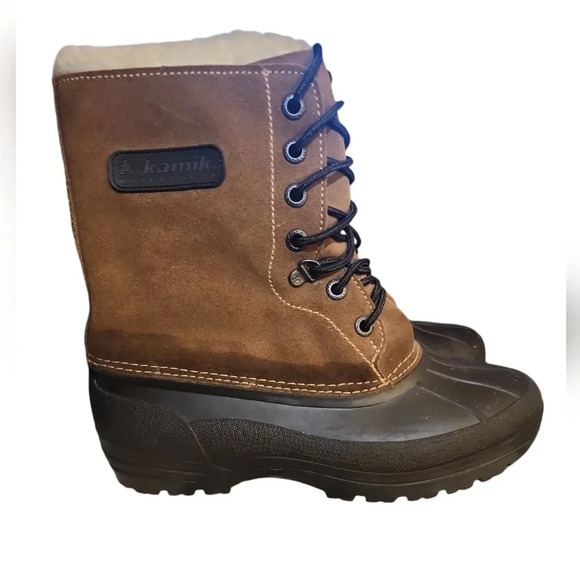 KAMIK CANADA women's Suede winter WOOL LINED SNOW BOOTS WATERPROOF & Rubber 8 M - Picture 1 of 8